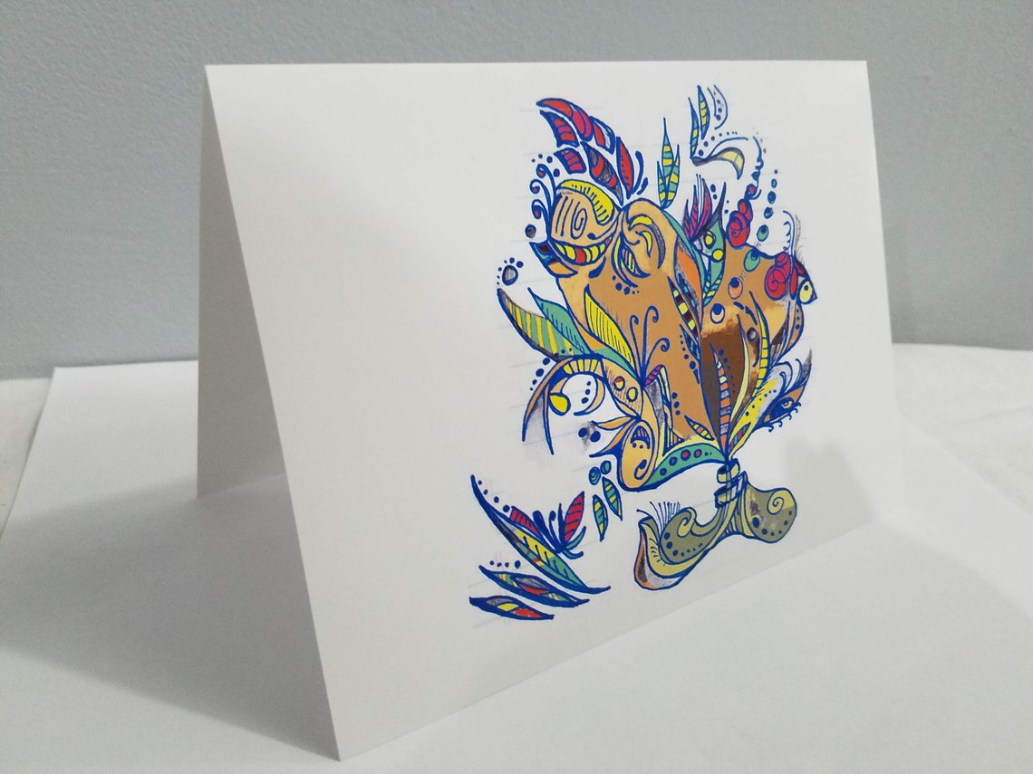 5x7 quill Hen Greeting Card blank Inside Etsy
