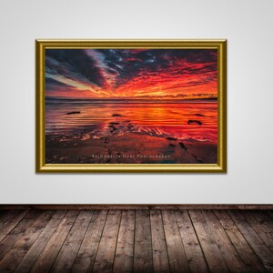 Red Sunset Anglesey Wales Coastal Print Landscape Photography Aberffraw Beach Large Wall Art Fine Art Print Framed Canvas Mounted Giclée