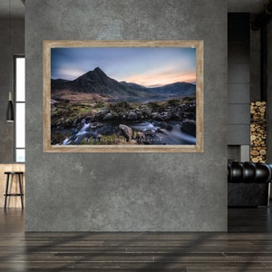 Tryfan Sunset Mountain North Wales Landscape Photography Large Wall Art Print Fine Art Framed Canvas Mounted Giclée Long Exposure Snowdonia