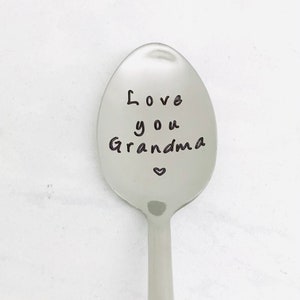 Love you Grandma, hand stamped custom spoon, Mothers Day gift, coffee spoon
