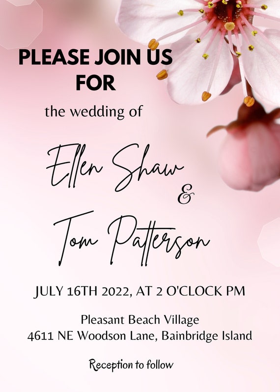 Printable Wedding Invitation With Rsvp and Thank You Card Etsy