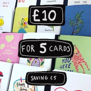 Pick n Mix Pack of 5 cards. Bundle of greetings cards. Pick any 5 cards. Shop and save. Hand drawn. Illustration. Small business. Christmas