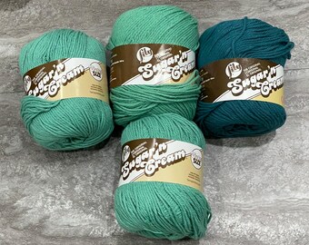 Lily Sugar n Cream Yarn, Teal & Rainforest, Super Size, Worsted Weight