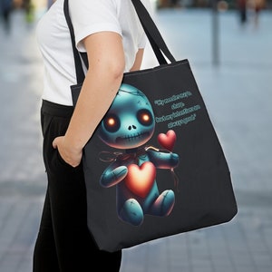 Voodoo Doll Tote Bag | Gothic Heart Doll Tote | Dark Aesthetic Shopper | Spooky Halloween Dead Poison | Unique Handmade Art! Limited edition