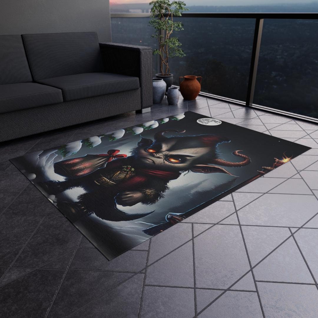 Krampus Outdoor Rug Gothic Christmas Horror Decor Winter Demon Carpet ...