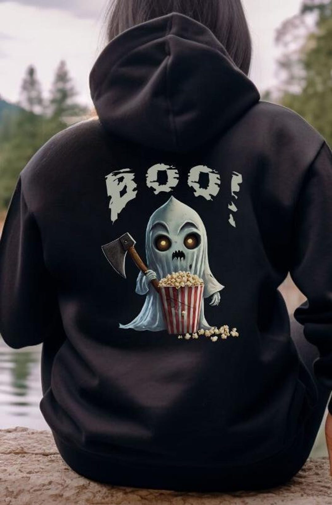 Ghost Hoodie | Creepy Cute Sweatshirt | Spooky Halloween Popcorn Hoodie ...