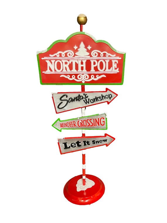 Large Outdoor Santa Sign 60 Vintage Metal North Pole - Etsy