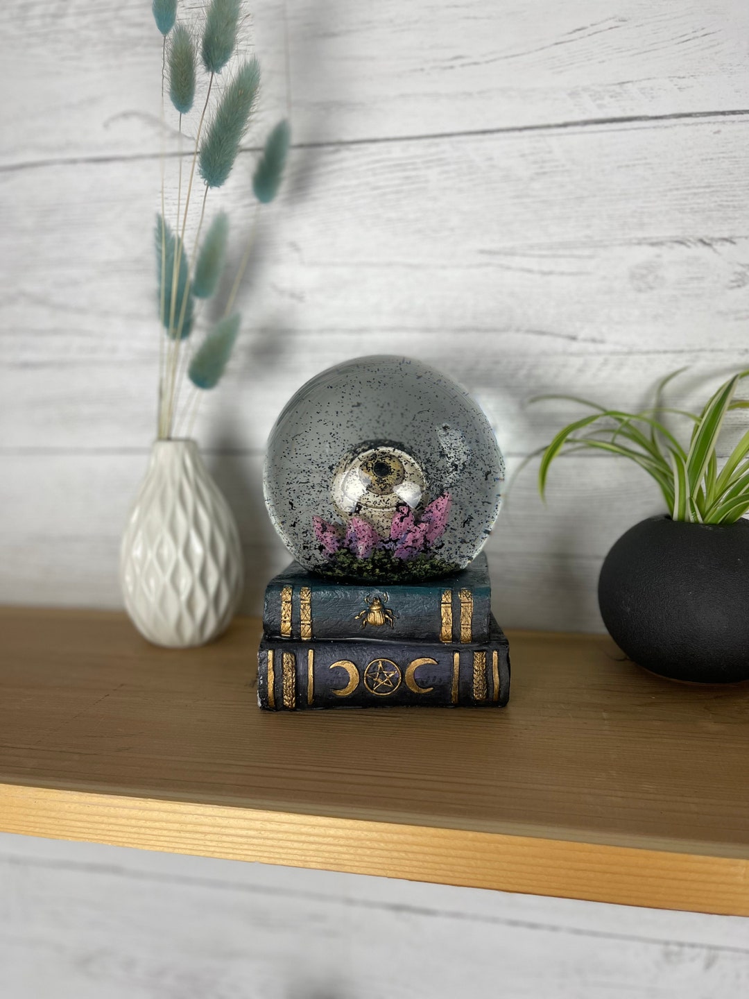 Spell Book With Eye Snow Globe Halloween Decor Witch Decor Etsy