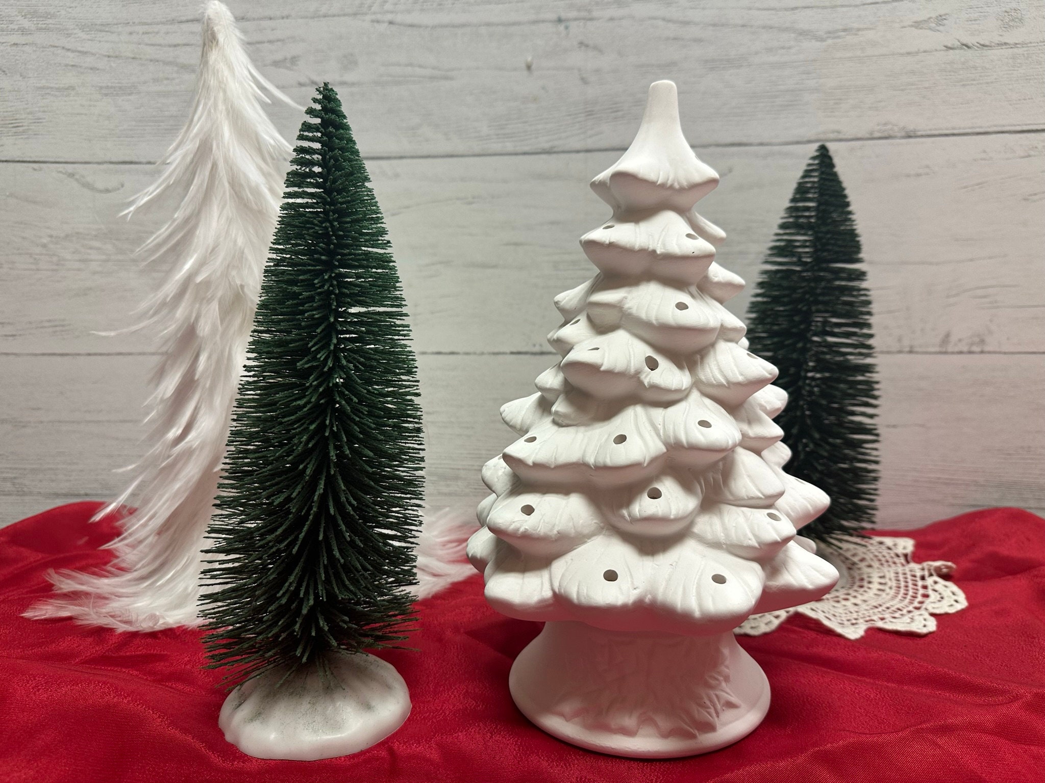 White Ceramic Christmas Tree Vintage Ceramic Tree 11.4 Ceramic DIY Trees 