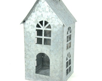 Rustic Tin House and Bottle Brush Trees Set Rustic Tin House and Bottle Brush Trees Set