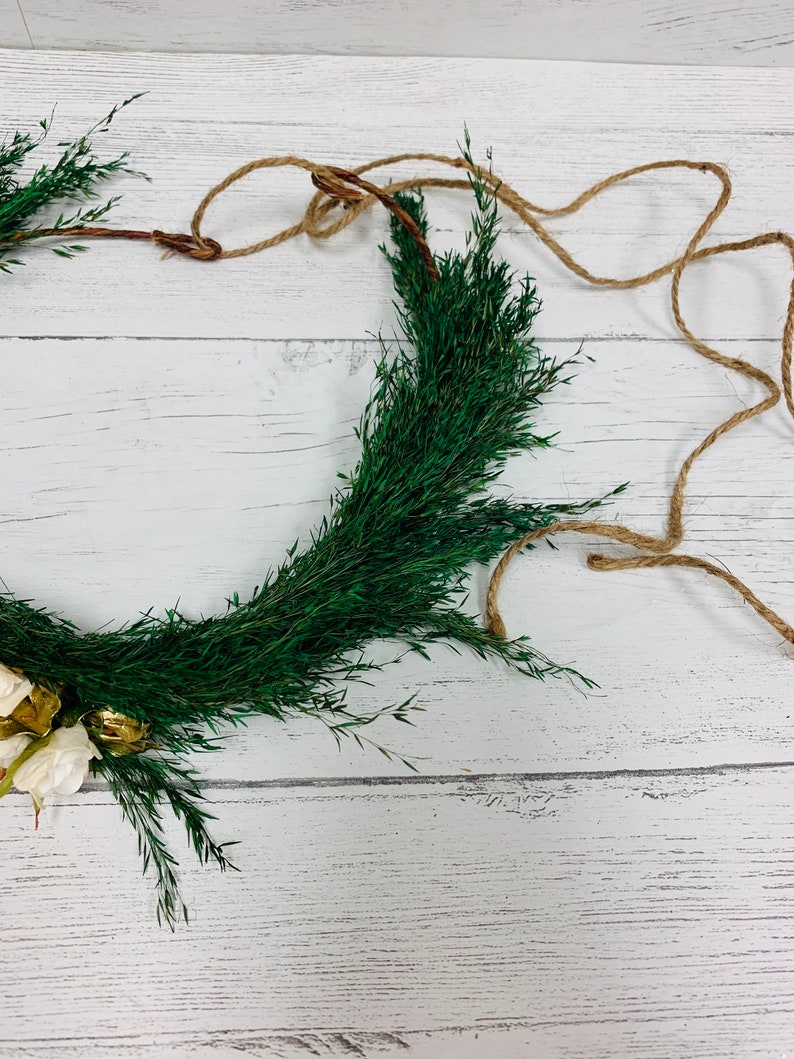 White Flowers or Red Flowers Brides Natural Dried Greens Floral Crown New Years Seasonal