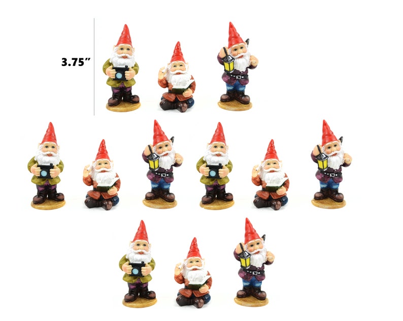 12pc Set of Gnomes Miniature Gnomes Pick Your Size Etsy