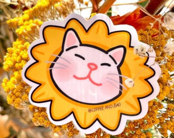 Sunflower Cat, Cute Cat Sticker, Sunflower Sticker, Cat Sticker, Spring flowers Sticker, Kawaii Stickers, Laptop Stickers