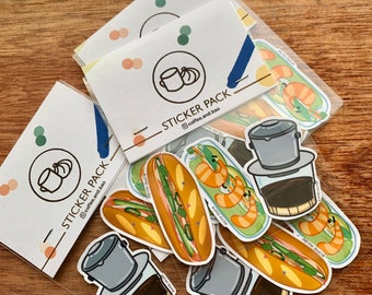Vietnamese Sticker Pack, Food Sticker, Ca Phe Sua Da, Summer Roll, Vietnamese sandwich Sticker, SP03