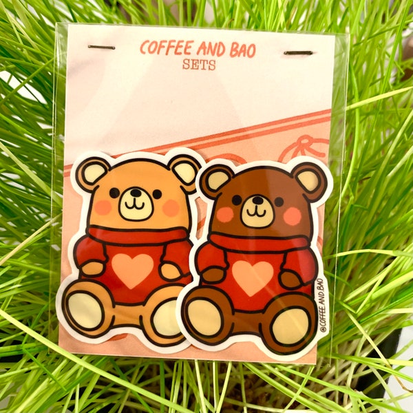 Cute Bear Stickers, Friendship Gift, Couple Gift, Valentines Day Gift, Galentines Day Gift, Cute Sticker Pack