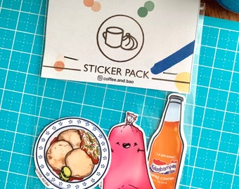 Salvadorian Food Sticker Pack, Waterproof Pupusa Sticker, Cola Champagne, Charamusca