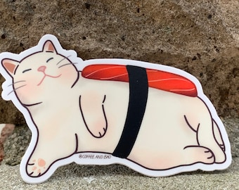 Cute Cat Sticker, Sushi Cat Sticker, Sushi Sticker, Animal Stickers, Laptop Sticker, A108