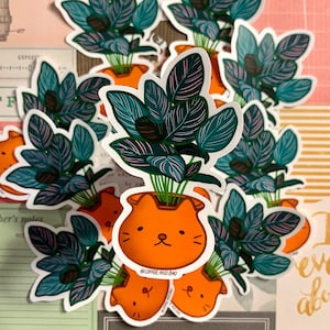 Cat-lathea Plant - Cute Plant Sticker, Calathea Plant, Plant Stickers, Cat Sticker, Plant Laptop Sticker, N104