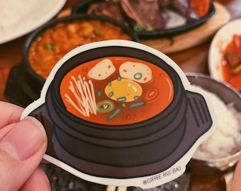 Korean Food Stickers, Korean Tofu Soup Sticker, Soondubu Sticker, Asian Food Stickers, F112