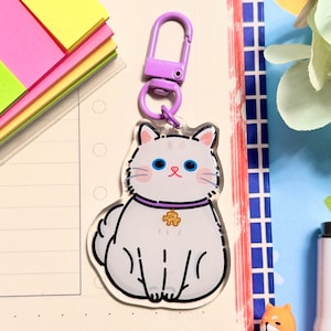 Cat Acrylic Keychain, Cute Keychain, Cat Lover Gift, Kawaii Cat Keyring