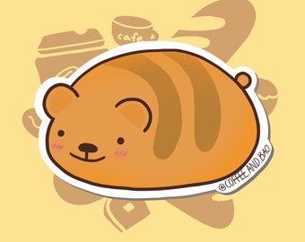 Cute Bear Sticker, Baguette Sticker, Bear-guette Food Sticker, Waterproof Sticker, Bear Sticker, A104