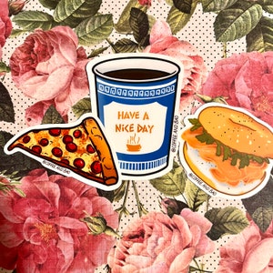 New York City Sticker Pack, NYC Coffee Cup, Pizza Slice Sticker, Bagel Sticker, Laptop Sticker -  SP07