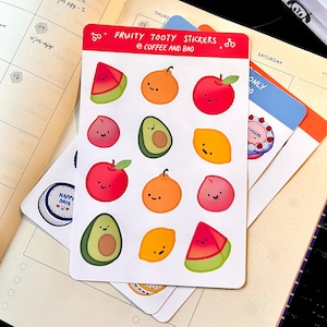 Fruit Sticker Sheet, Journal Stickers, Cute Fruit Stickers, Bullet Journal Stickers