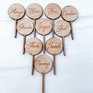 Elegant Wooden cheese markers labels - set of 12 charcuterie accessories- cheese picks