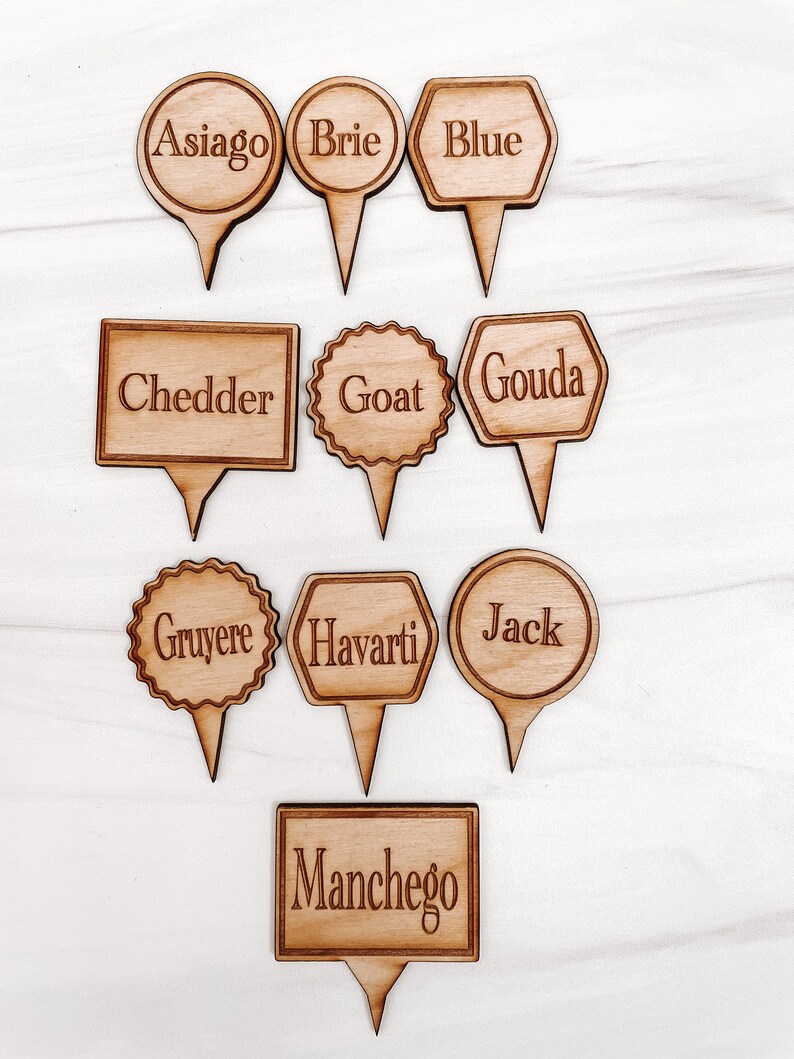 Wooden Cheese Markers/label Set of 12 Charcuterie Cheese Etsy