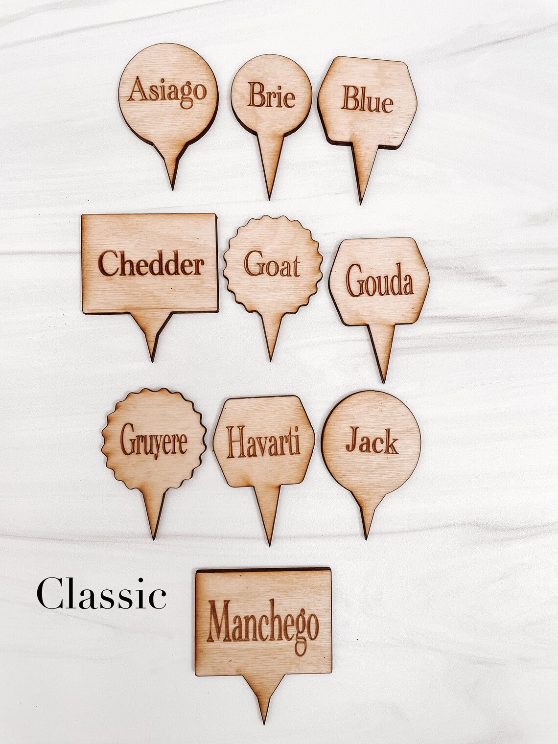 Classic Wooden Cheese Markers Labels Set of 10 Charcuterie Etsy