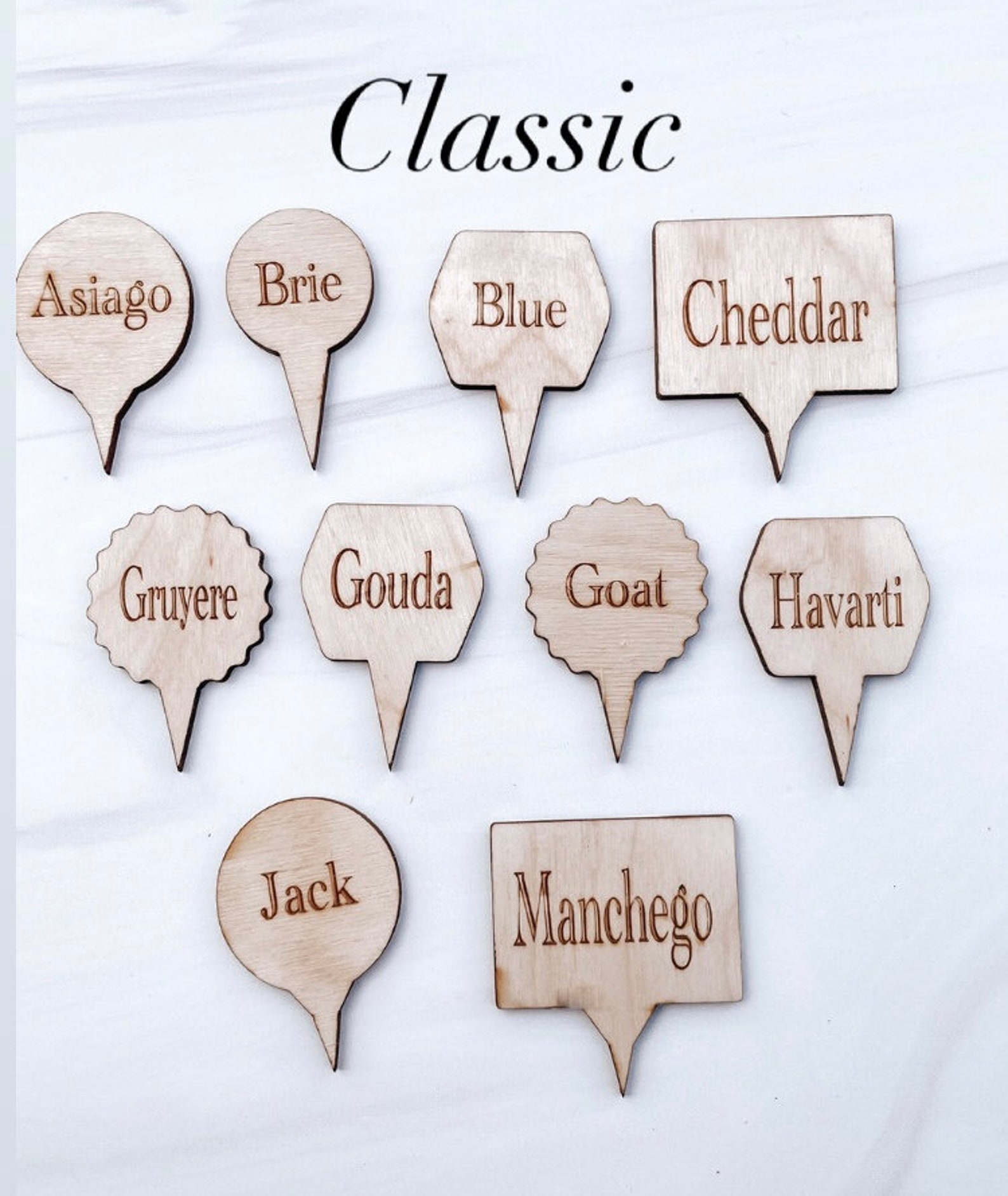 Wooden Cheese Markers/label Set of 12 Charcuterie Cheese Etsy