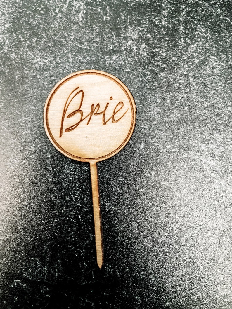 Script Style Wooden Cheese Markers Labels Set of 12 Charcuterie