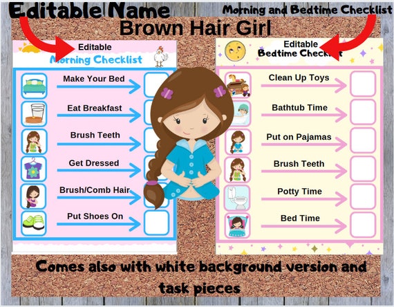 Editable Bedtime Routine Chart