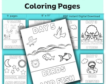 Los 7 Días de la Creación Carteles para colorear Imprimibles // Días de la Creación // Descargas // Biblia // Escuela Dominical // Carteles