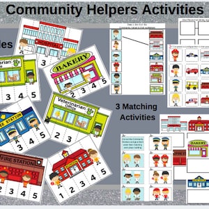 Community Helpers Printable Downloads // Matching Game //  Worksheets // Memory Game // Bible // Sunday School
