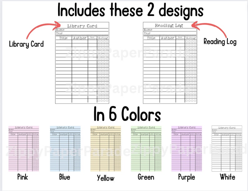 Library Card Reading Log DIGITAL DOWNLOAD // Printable Activity