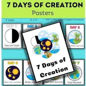 The 7 Days of Creation Posters Printables // Days of Creation // Downloads // Bible // Sunday School // Posters