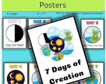 The 7 Days of Creation Posters Printables // Days of Creation // Downloads // Bible // Sunday School // Posters