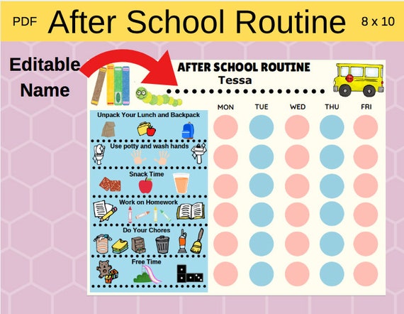 After School Daily Routine Editable Name Digital Download Etsy After School Daily Routine Editable Name Digital Download Etsy