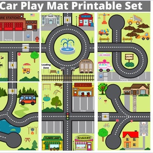Car Play Mat Printable Set // Cars // Downloads // Roads // - Etsy