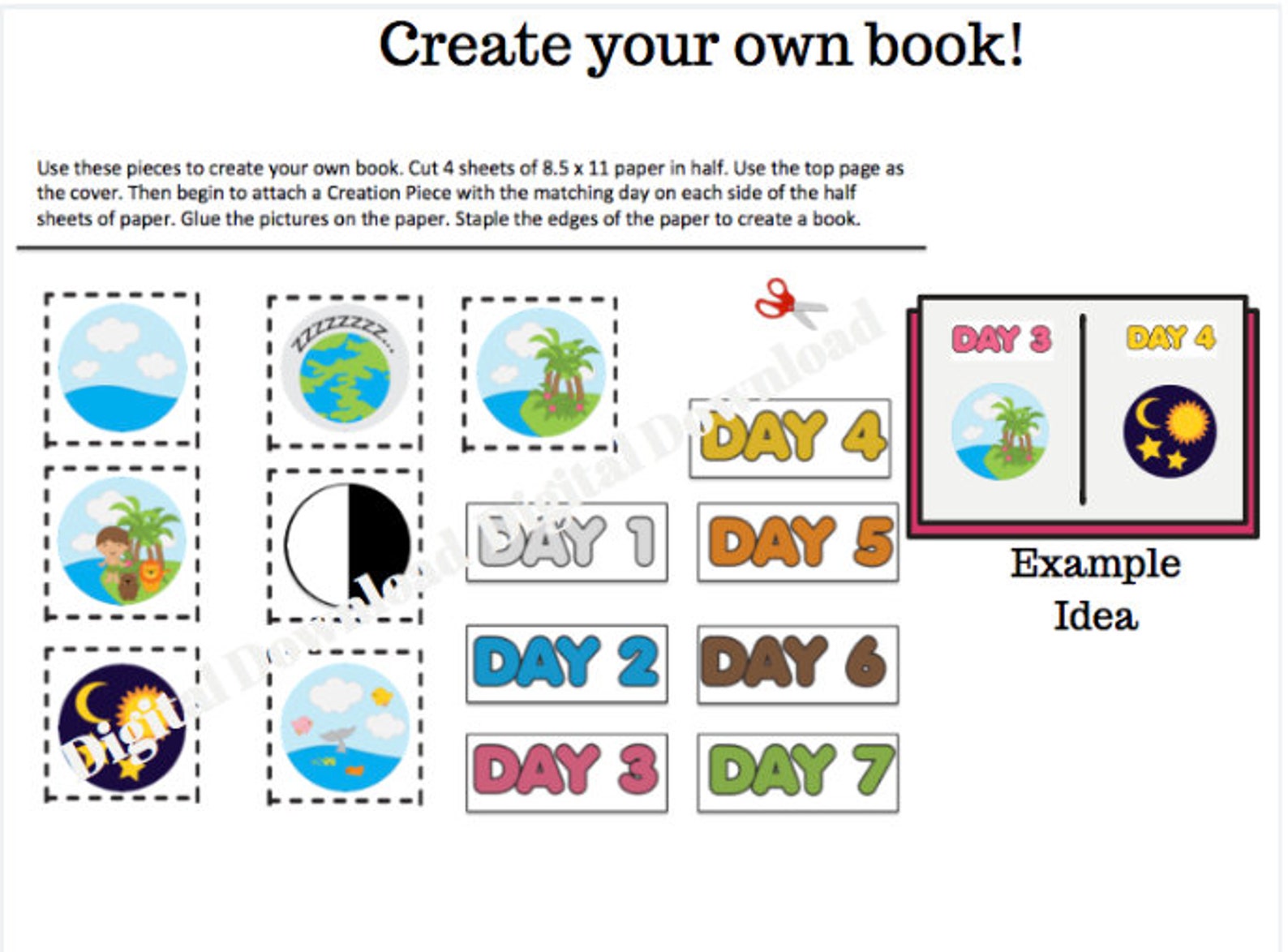 The 7 Days Of Creation Activity Set Printables Days Of Etsy