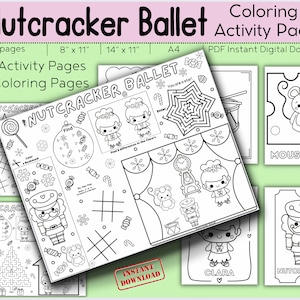 Nutcracker Ballet Coloring Pages DIGITAL DOWNLOAD // Nutcracker Ballet Printable // Nutcracker // Ballerinas // Christmas Play