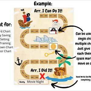 Treasure Map Pirate Map Reward Chart DIGITAL DOWNLOAD // Printable Behavior Chart // Behavior ...