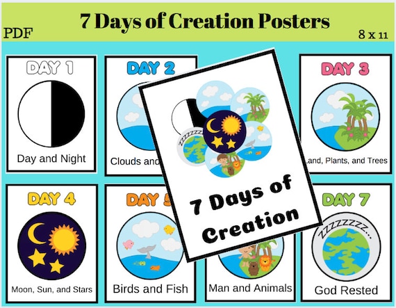 The 7 Days of Creation Posters Printables // Days of Creation | Etsy ...