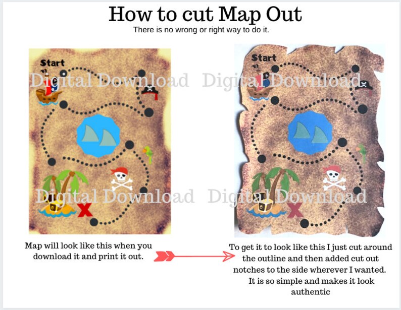 Treasure Map Pirate Map DIGITAL DOWNLOAD // Printable Acitivity ...