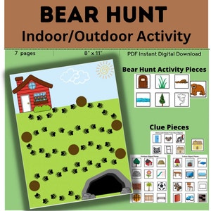 Going on a Bear Hunt Karte DIGITAL DOWNLOAD // Druckbare Aktivität // Indoor-Aktivität // Outdoor-Aktivität // Geburtstagsparty-Spiel