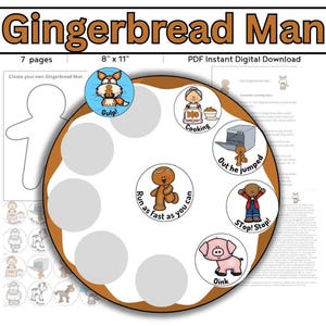 Lebkuchenmann Aktivität Digitaler Download // Reihenfolge der Elemente // Druckbare Datei // Vorschule // Lesezeichen // Märchenstunde // Lebkuchenmann // Weihnachten