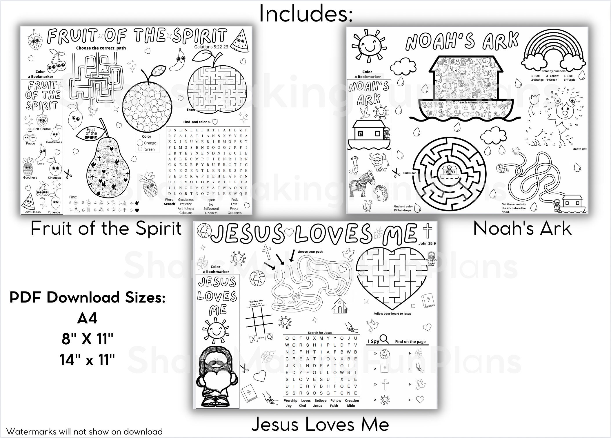 Bible Stories Activity Coloring Pages DIGITAL DOWNLOAD // Printable