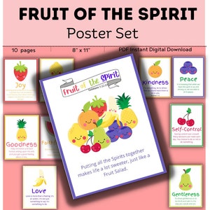 Fruit of the Spirit Posters Printables // Fruit of the Spirit // Downloads // Bible // Sunday School // Posters