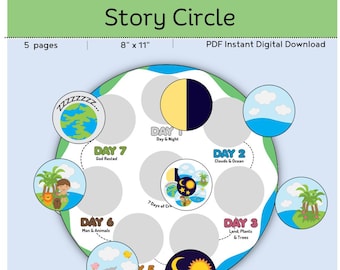 Los 7 Días de la Creación Story Circle Imprimibles // Días de la Creación // Descargas // Biblia // Escuela Dominical // Lección Bíblica